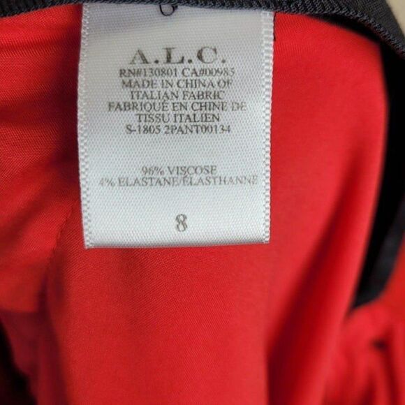 A.L.C. Size 8 Russel Cropped Button Fly Crepe Pants Trousers Red - Picture 10 of 12